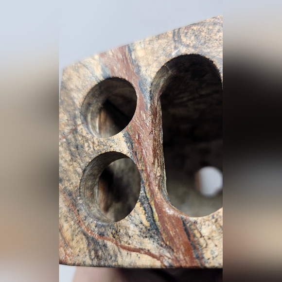 Genuine Marble Bathroom Vanity Brown Tan 2 Toothbrush/Toothpaste Holder - Picture 12 of 14